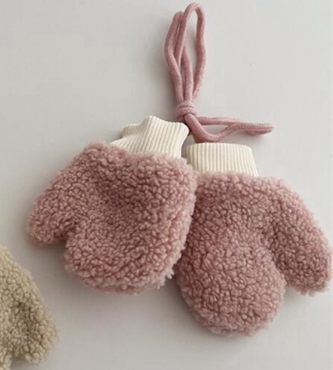 Teddy Wanten met Fleece Voering & Koord – Roze (2-4 jaar)
