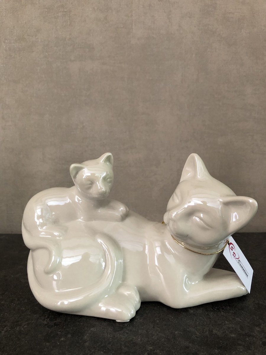 Decoratieve Katjes – Keramiek – Wit – 20,5x9x13cm