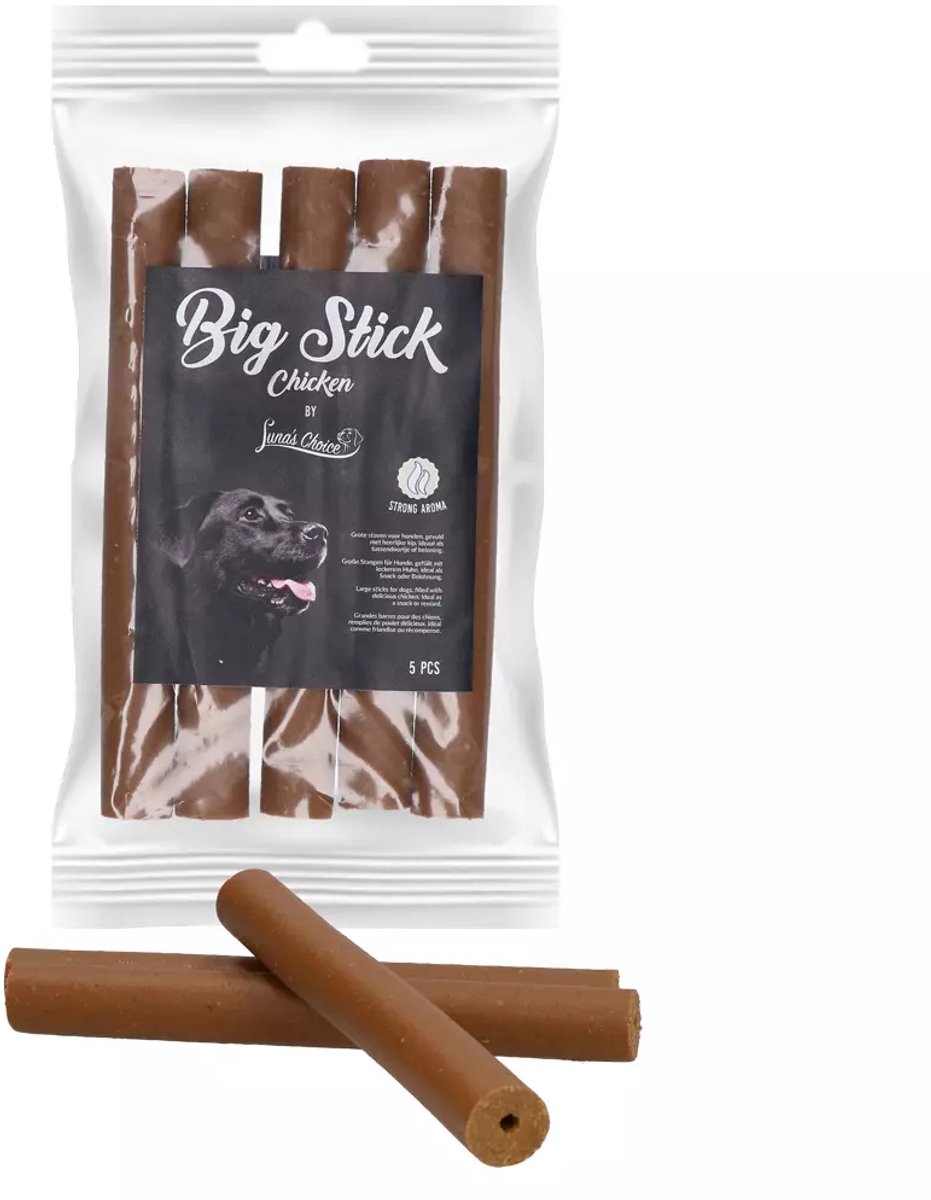Luna's Choice Big Stick - 5 stuks - Kip - Kauwstaaf Hond - Hondensnack voor bij de Training - Semi-Moist