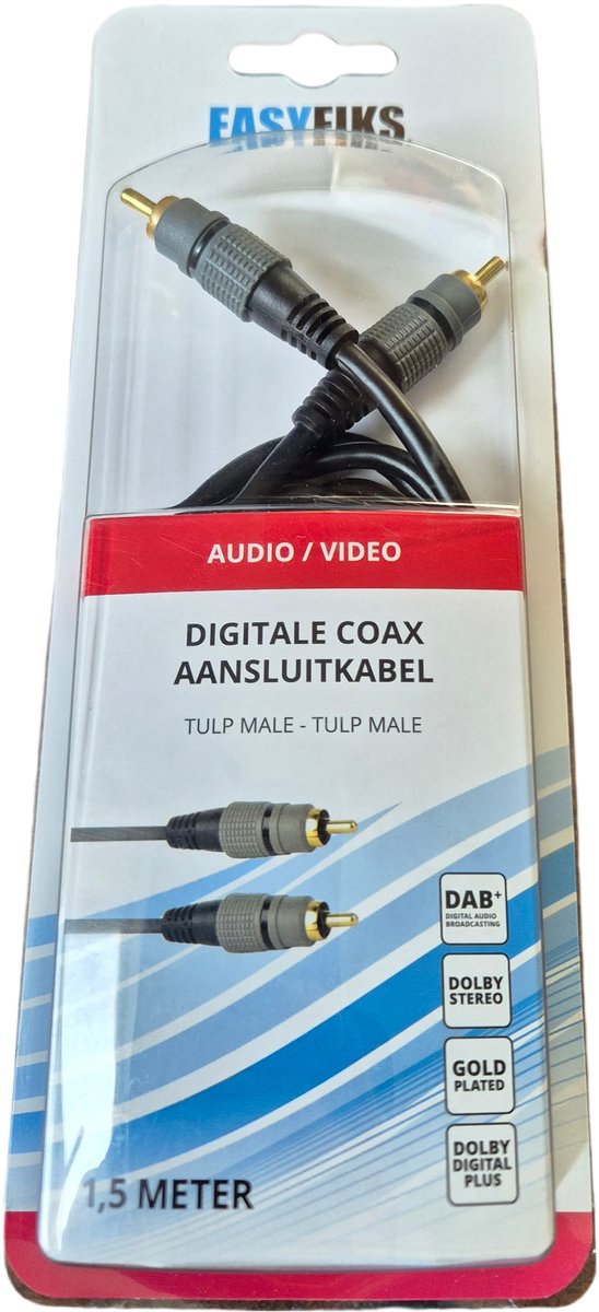 Easyfiks Tulp Kabel Digitale Coax Kabel, Tulp RCA Male - Tulp RCA Male 1.5 Meter,