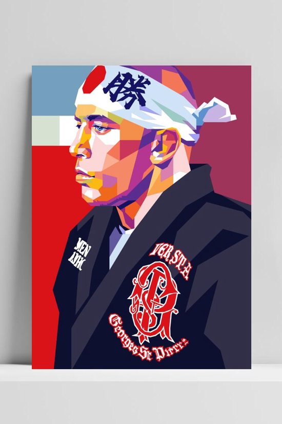 GSP Poster - Georges St Pierre - UFC - MMA - GI - Karate - posters - format 60x90cm - Pop Art - Sport - DB1352 - 3mm DIBOND - Plaque Aluminium - Plaque Murale en Métal