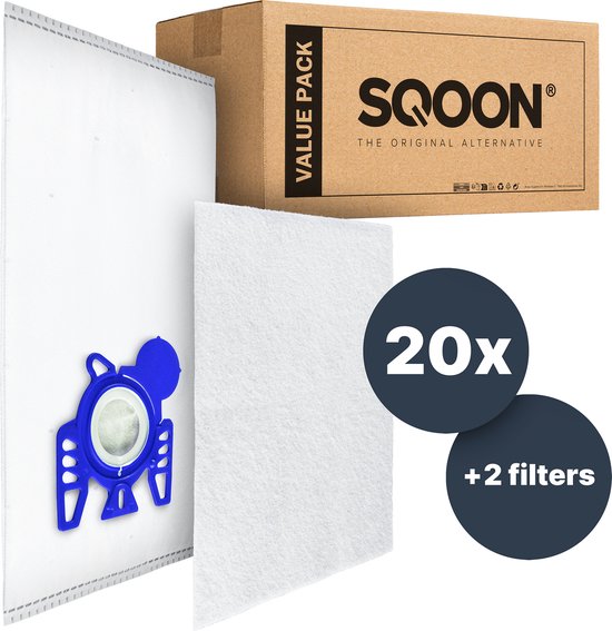 Sacs d'aspirateur SQOON® Basic compatibles avec Miele G/N FilterPlus 3-D Hyclean - Lot de 20