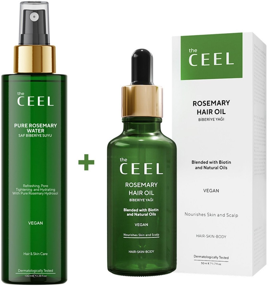 The Ceel Rozemarijn haarolie & rozemarijn haarwater - Voordeelset tegen haaruitval en voor sterke haargroei 100 en 50 ml