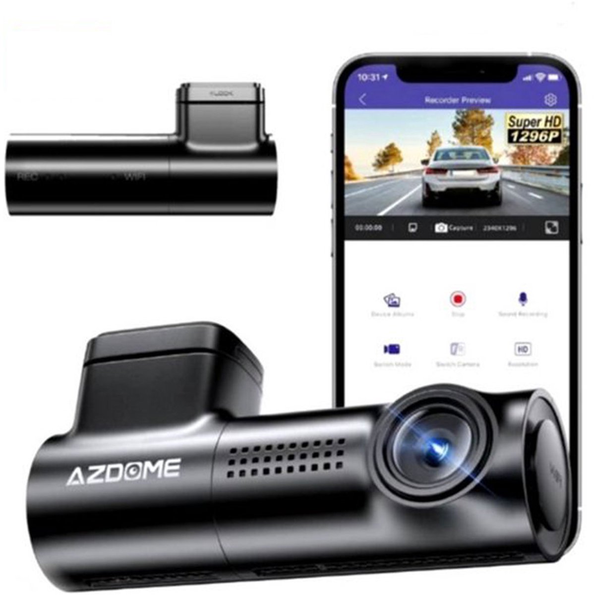 Bol.com Azdome M300 1296P dashcam voor auto - Full HD - Wifi - Nachtzicht - G-Sensor - Loop recording- 2024 model aanbieding