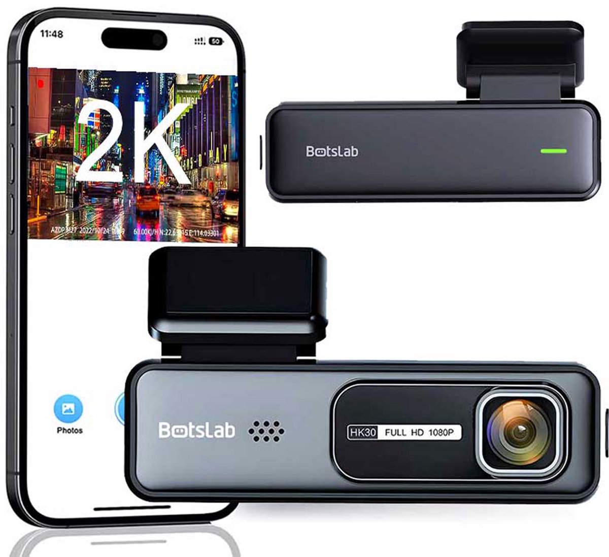 Botslab HK30 Pro 2K Wifi dashcam - 2K resolutie - Wifi met App - 140 graden kijkhoek - Parkeermodus - dashcam voor auto