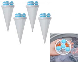 4-Stuks Wasmachinehaarverwijderaar - Wasmachinefilterzak - Drijvend pluizenfilter - Haarverzamelaar - Waspluizenzak - Herbruikbaar - Geschikt voor het reinigen van kleding， knuffels en autostoelkussens - Blauw