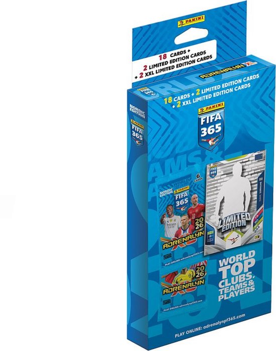 FIFA 365 Adrenalyn XL 2026 Blister – Panini (18 Kaarten + 2 Limited Editions + Coin Card)