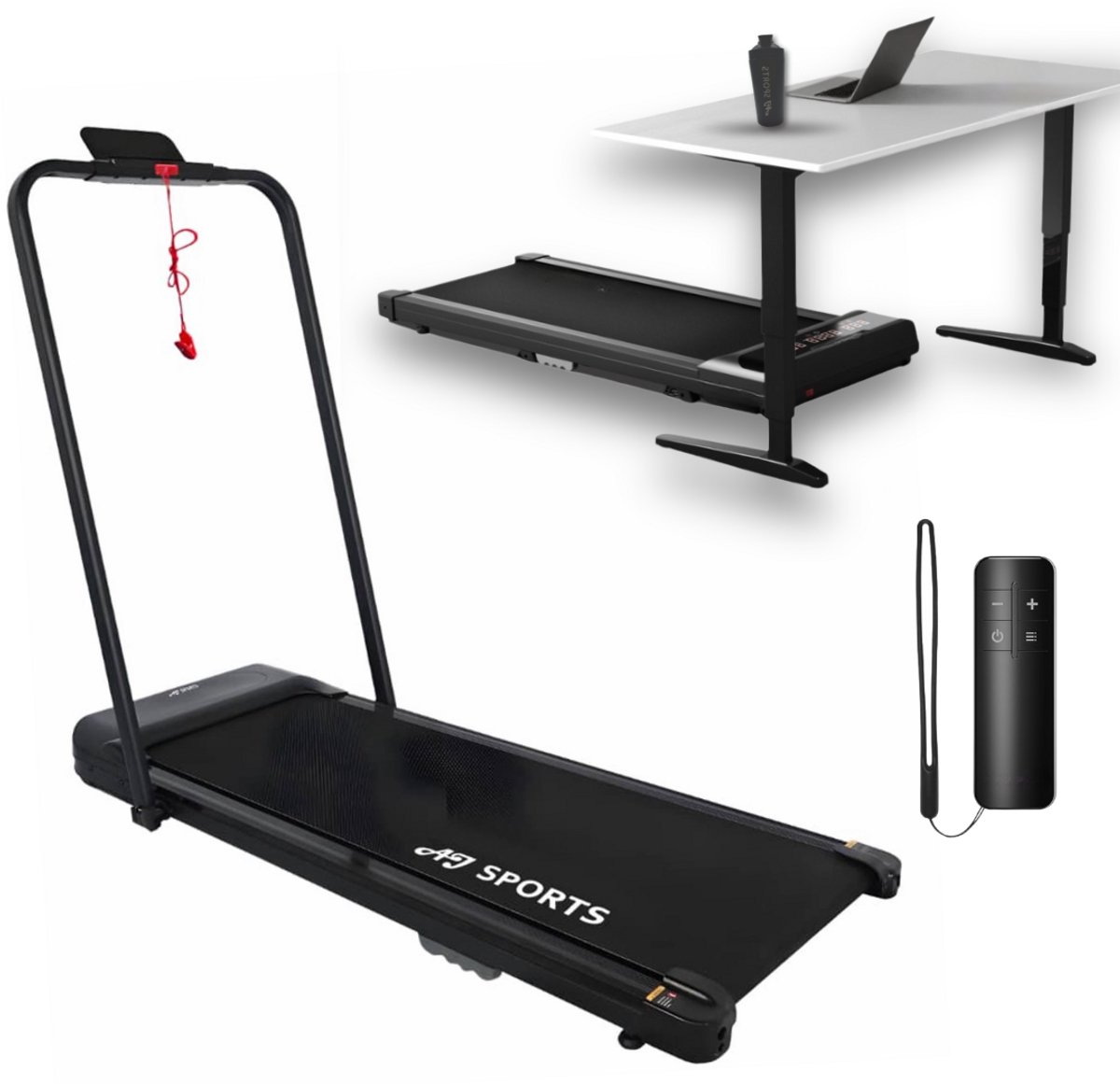 AJ-Sports Laufband - 1 bis 12 km/h - Walking Pad - Laufband klappbar - Gehband - Laufband - Treadmill - Extra leistungsstarker 2.0 PS Motor - 12 Programme - 99% vormontiert - Das perfekte Laufband für unter den Schreibtisch - Fitness - AJ-Sports - €149,99