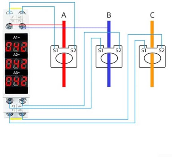 Three Phase Ammeter, 3 Phase 3 Digit Display, Mini Din 35mm Rail ...