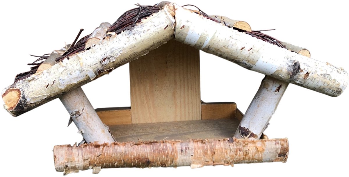 Dutchlander - Vogelvoedertafel – Muurbevestiging – Berkenhout – 39x19x24 cm