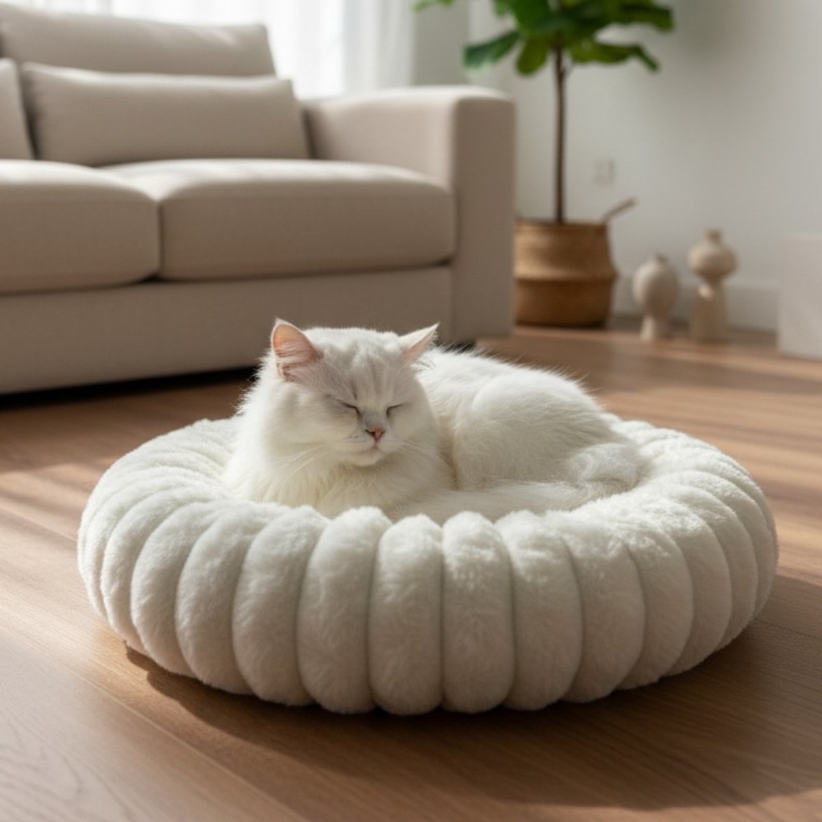 PETCUTE Hondenmanden, klein, middelgroot, pluche, kattenbed, rond