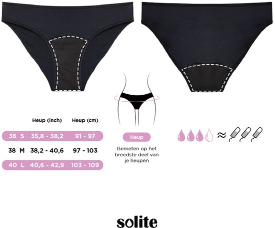 Maillots de bain menstruels Solite - Bas de bikini menstruel - Slip de bain menstruel - Taille S