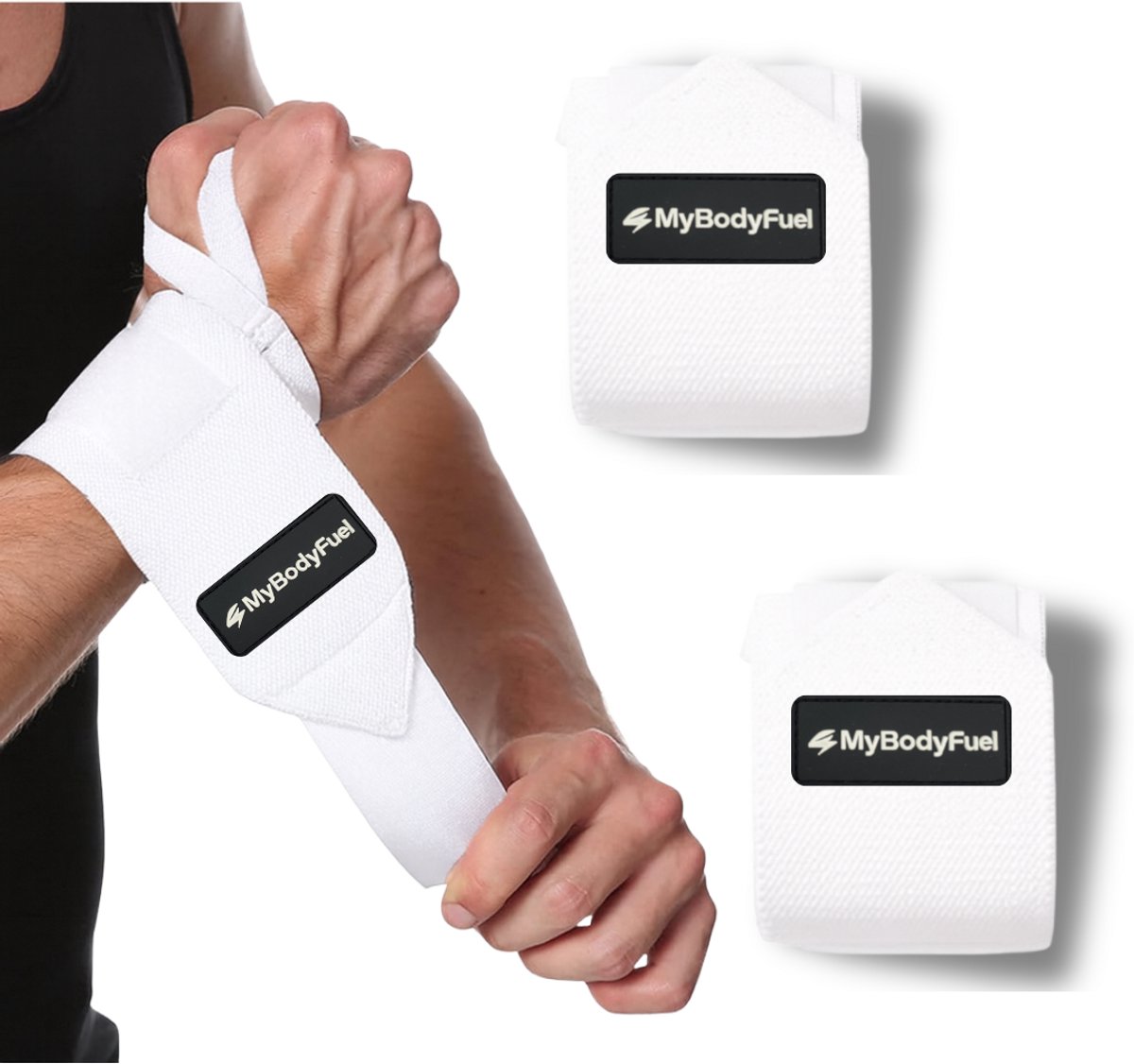 MyBodyFuel - Wrist Wraps - Polsbrace & Polsbanden voor Fitness - 2 Stuks Wit