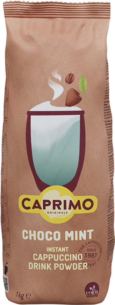Instant cappuccino-drinkpoeder op basis van cacao met muntsmaak Caprimo Cappuccino Choco Mint, 1 kg