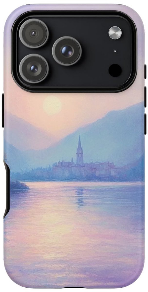 Zonsondergang boven Mistig Bergmeer – Telefoonhoesje Geschikt voor iPhone 17 Pro