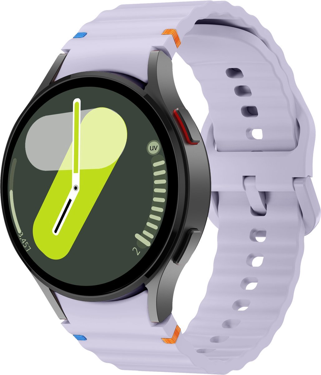 Jumada's - Siliconen Wave bandje - Geschikt voor Samsung Galaxy Watch 7 (40 & 44mm) / Galaxy Watch 6 (Classic) / Galaxy Watch 5 (Pro) / Galaxy Watch 4 (Classic) - lichtpaars
