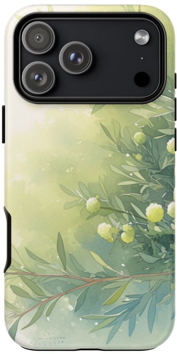 Groene Botanische Waterverf Illustratie – Telefoonhoesje Geschikt voor iPhone 17 Pro Max