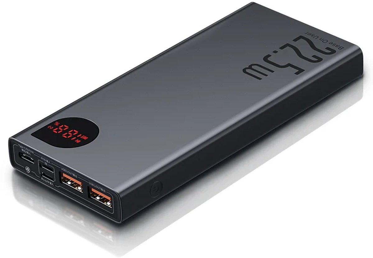 Powerbank 10.000 mAh – 22,5 W PD snelladen Quick Charge – USB-C & 2× USB-A – Digitaal display - 2 tot 3 keer volledig opladen iPhone Android Samsung