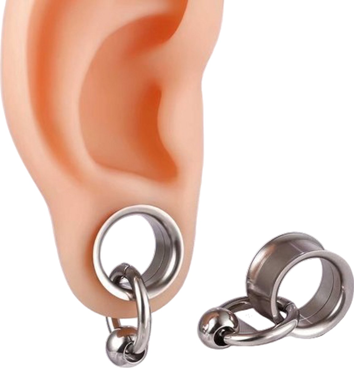Écarteur Oreilles Piercing Tunnel Silicone Bouchon Blanc, Piercings