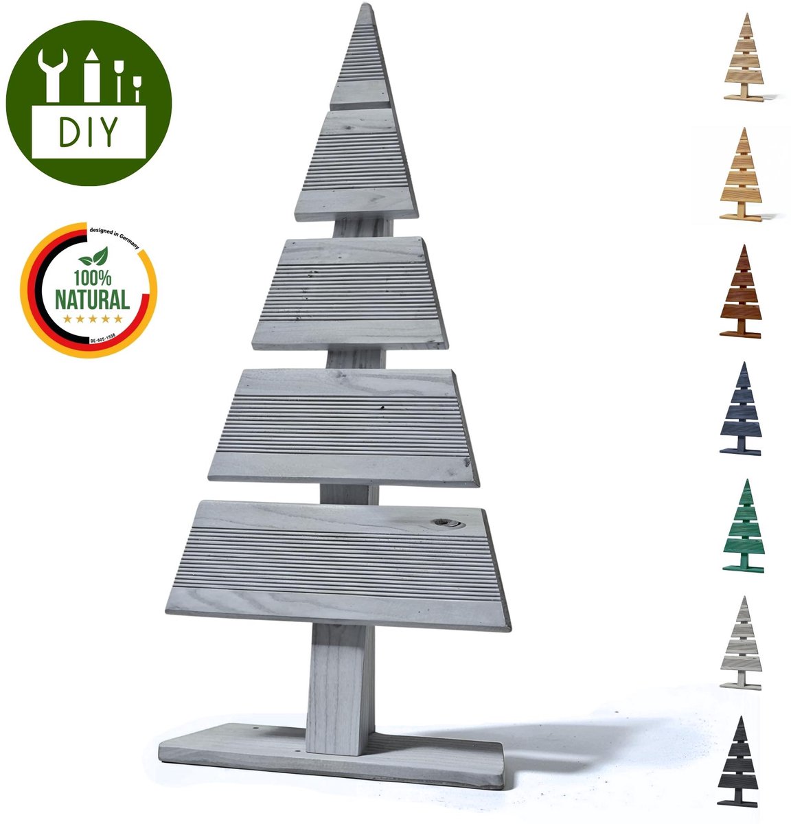 Floranica houten kerstboom DIY den 60x27 cm kerstdecoratie houten boom van larikshout om zelf te maken knutselen klein grijs