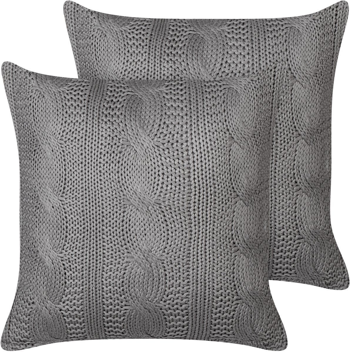 Beliani CONSTYLIS - Sierkussen set van 2 - Donkergrijs - 45 x 45 cm - Katoen