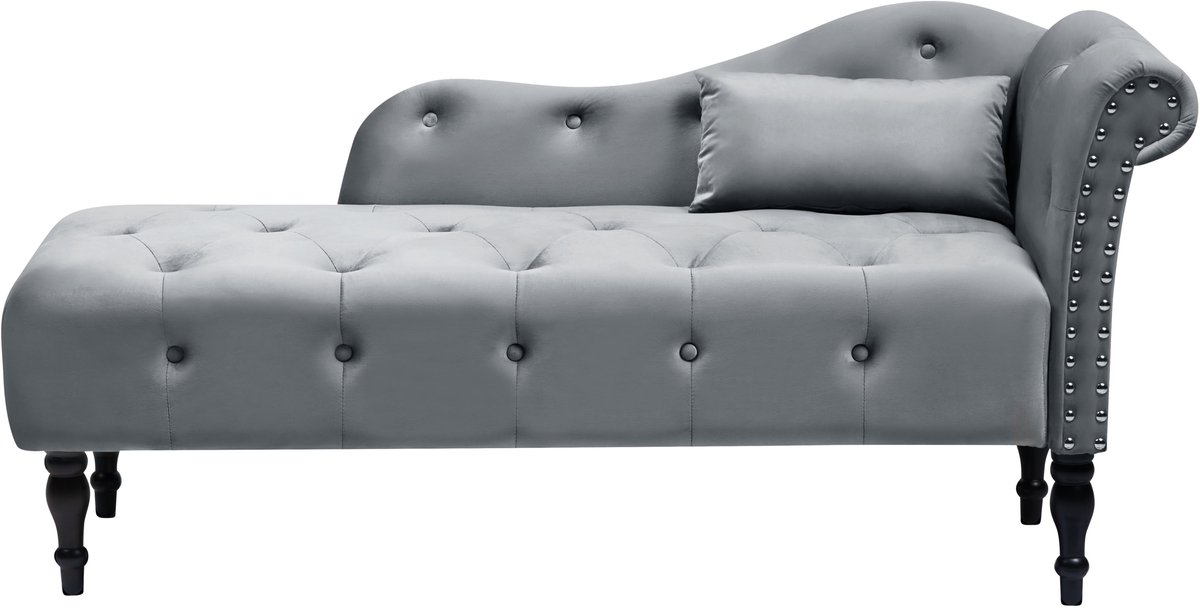 BELIANI IVRY - Chaise longue - Grijs - Rechtszijdig - Fluweel