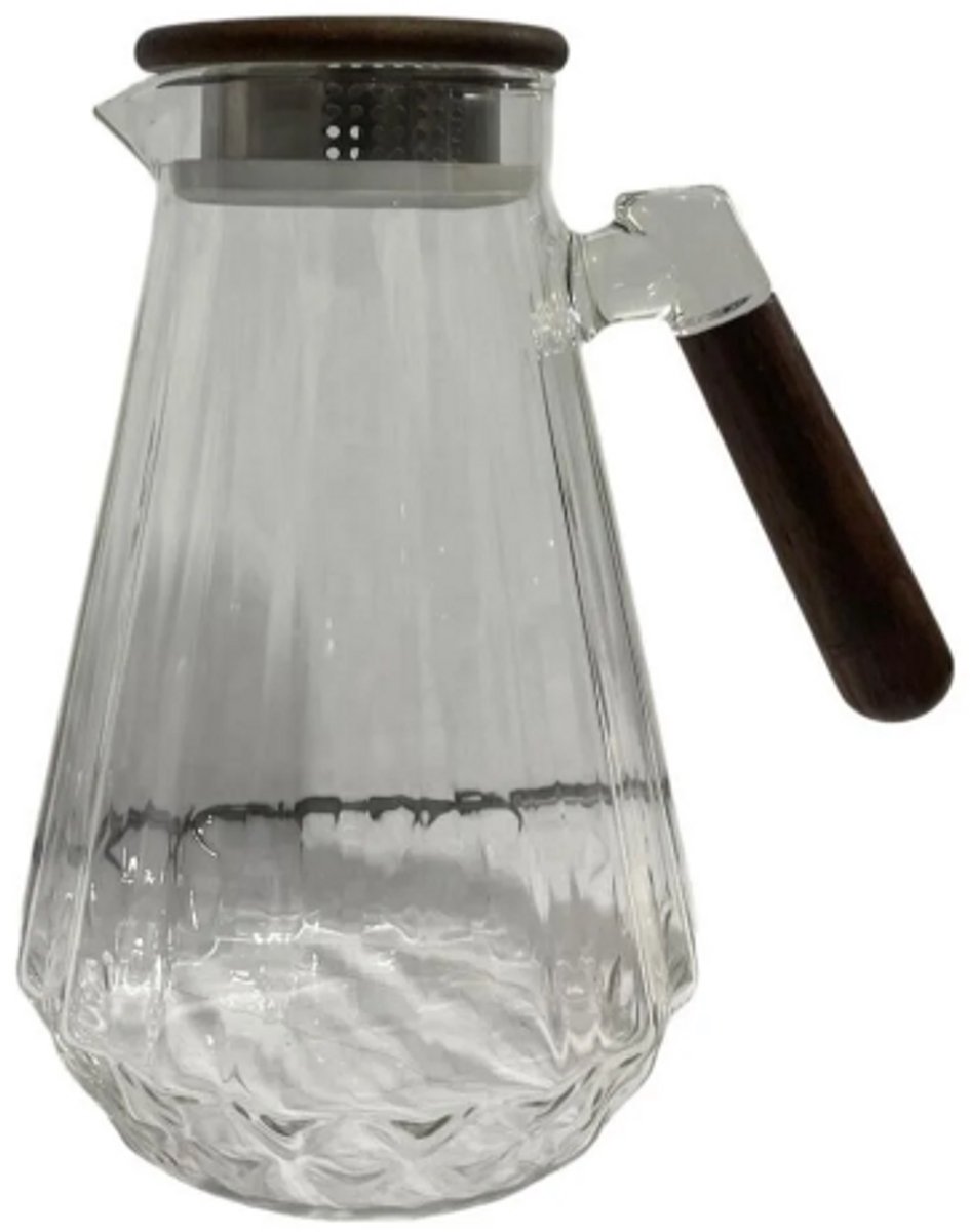 Buenos Borosilicaat Glazen Karaf met Bamboe Handvat en Deksel 1,8 L