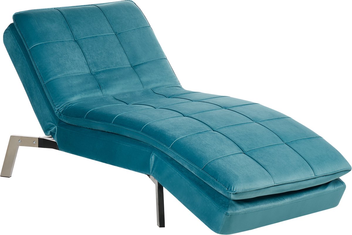 BELIANI LOIRET - Chaise longue - Blauwgroen - Fluweel