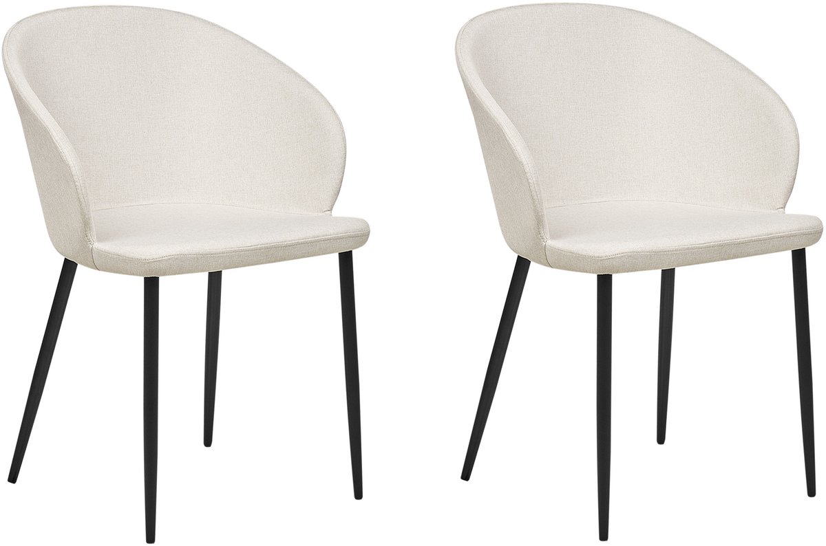 MASON - Eetkamerstoel set van 2 - Lichtbeige - Polyester