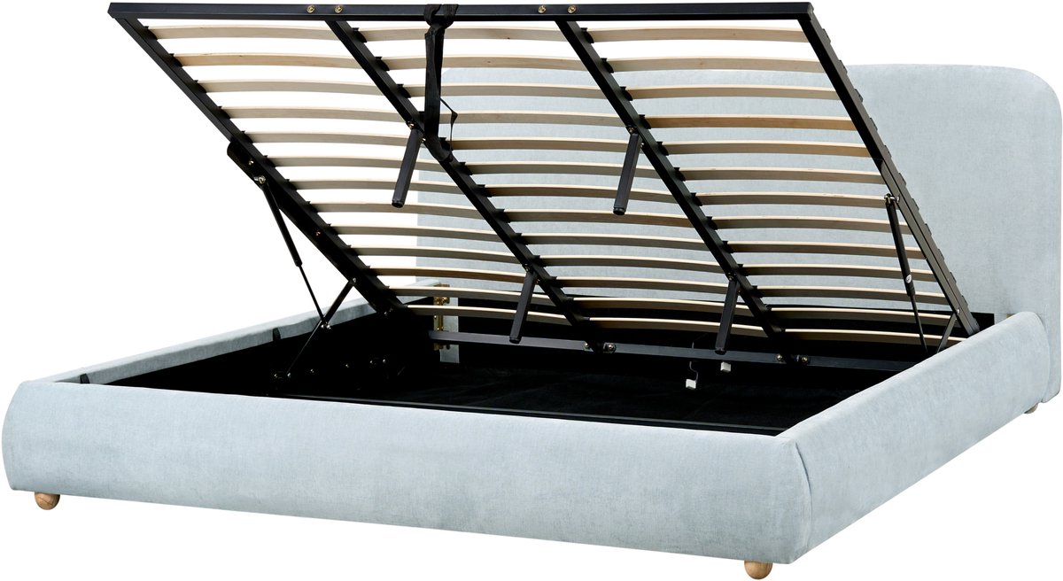 BELIANI BLAGNAC - Bed met opbergruimte - Lichtblauw - 180 x 200 cm - Stof
