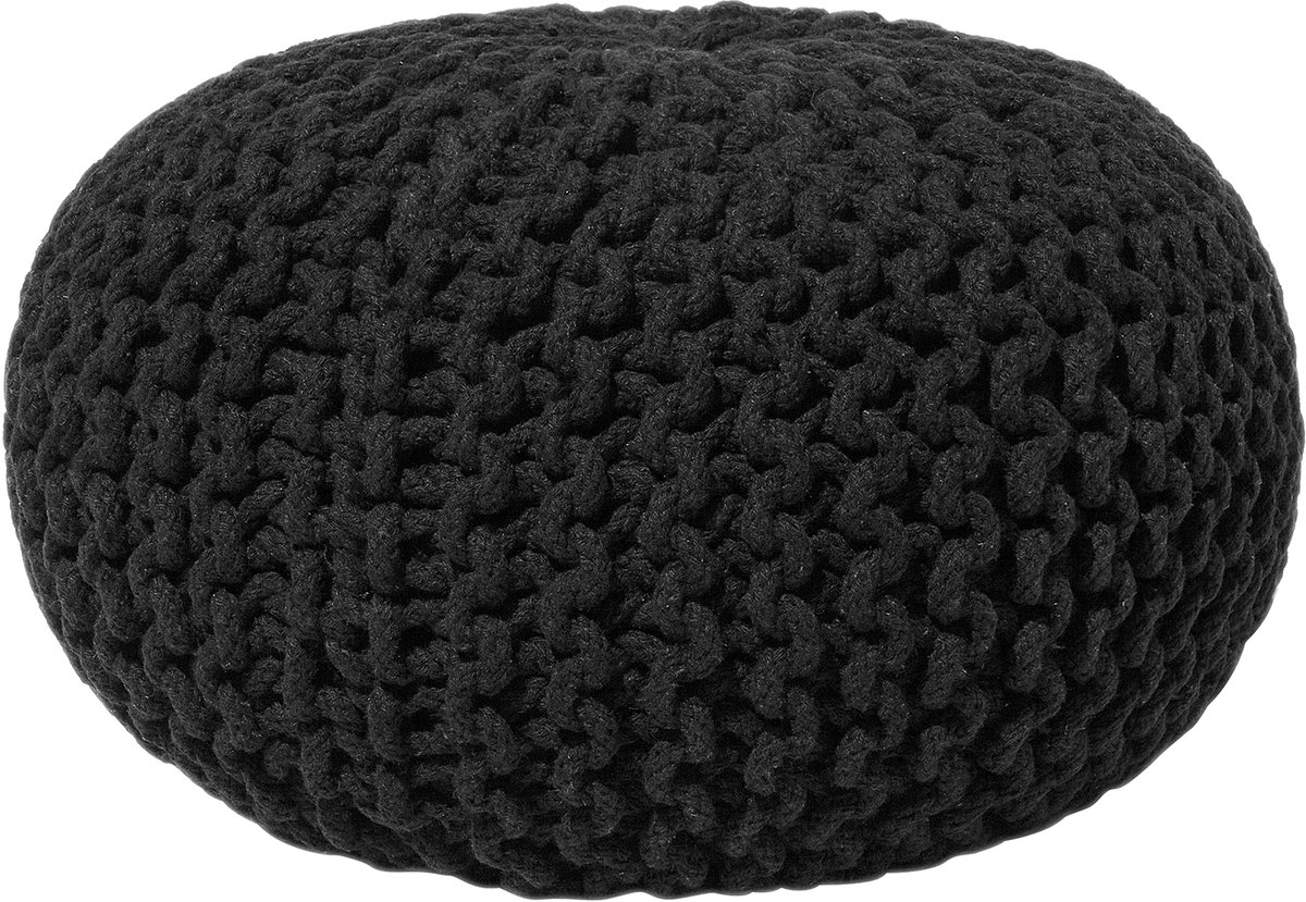 Beliani CONRAD - Poef - Zwart - 40 cm - Katoen
