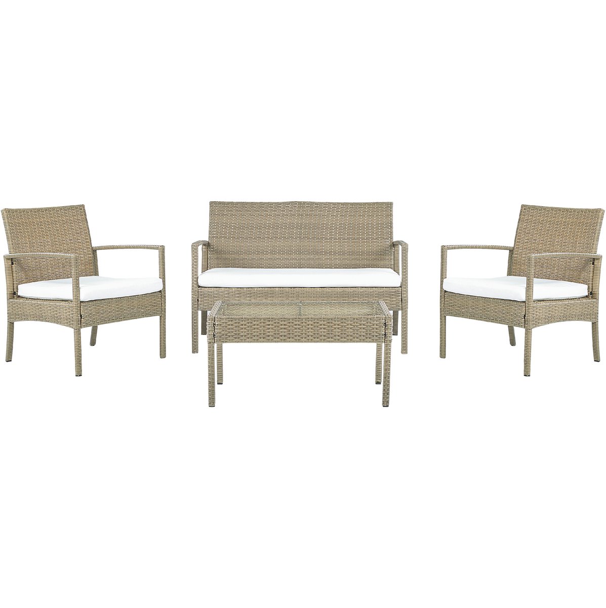 Beliani MARSALA - Loungeset voor 4 - Beige - PE rotan