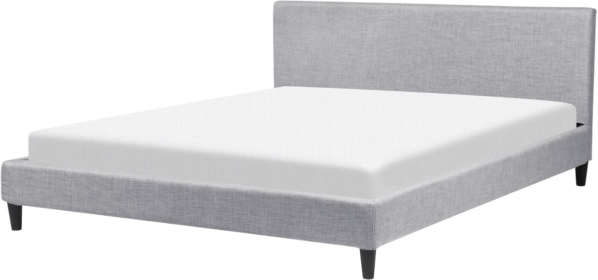 Beliani FITOU - Tweepersoonsbed - Lichtgrijs - 180 x 200 cm - Polyester