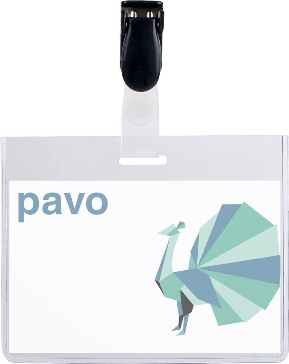 Pavo naambordje met clip transparant 60 x 90 mm, 25 stuks