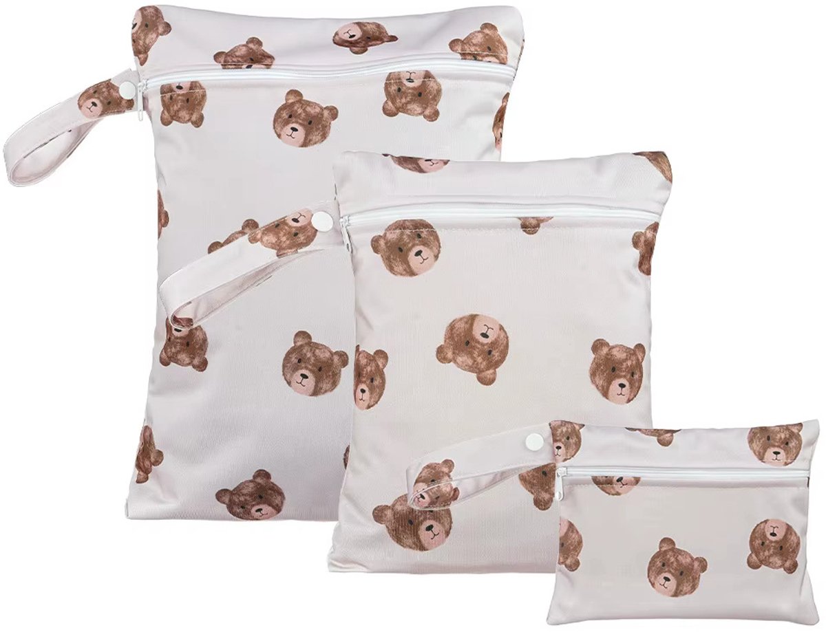 Wetbag Baby 3-Stuks Waterdichte Luiertas Set Teddy Print