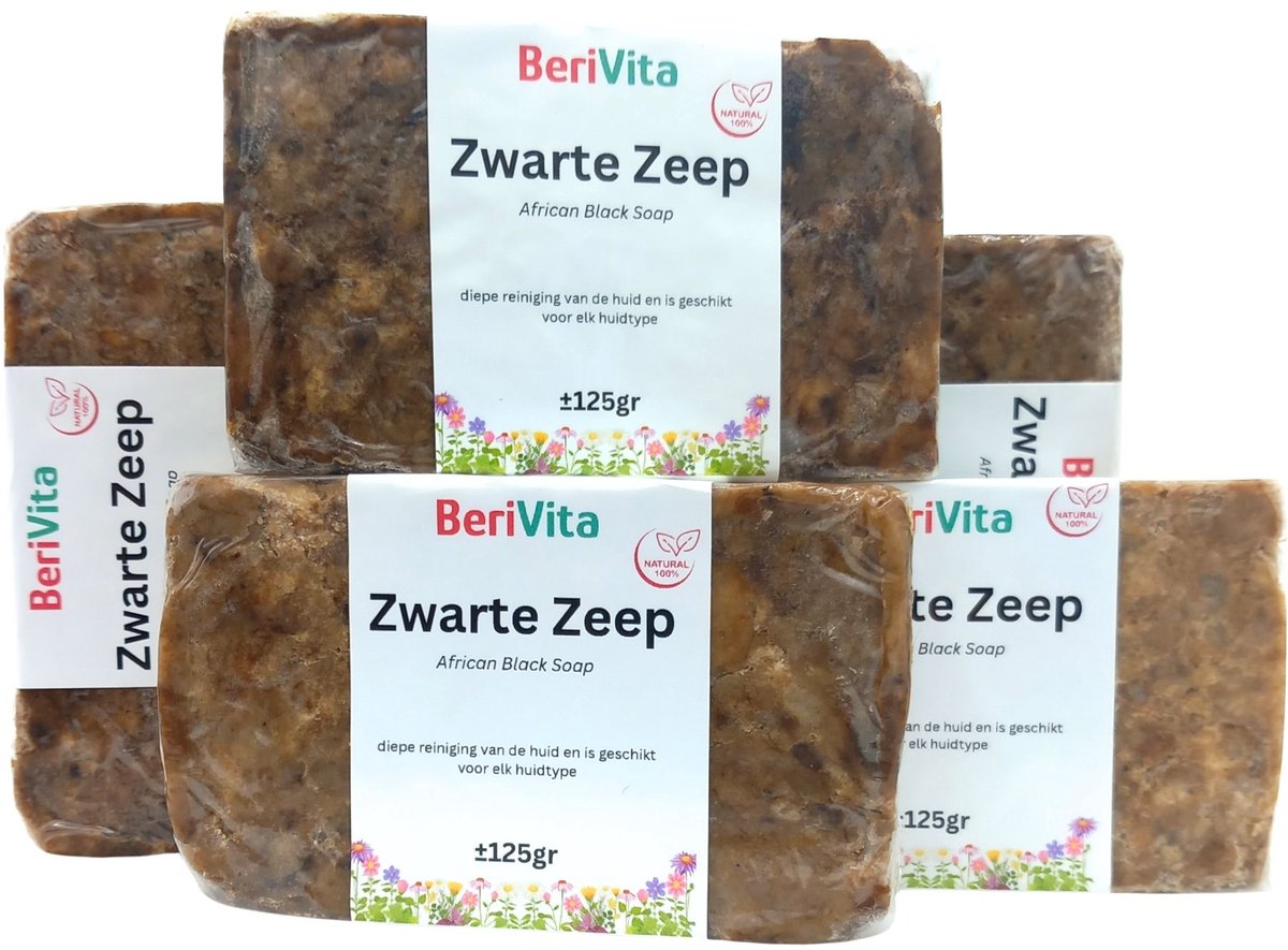 African Black Soap 10x ±125 gram - Afrikaanse Zwarte Zeep - 100% Natuurlijke Zeep