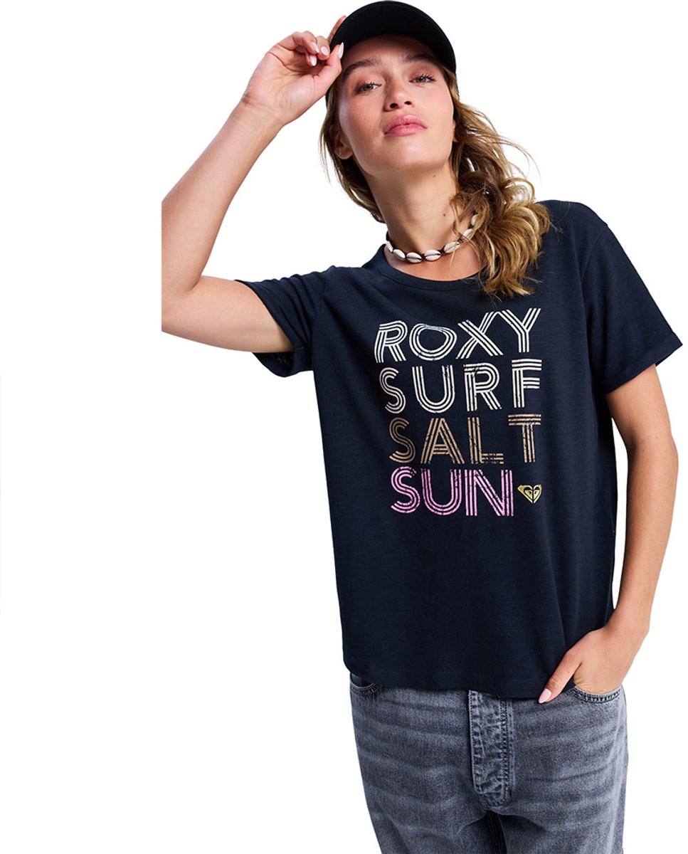 Roxy Vl Oceanwave Regular Fit T-shirt Met Korte Mouwen XS Vrouw Antraciet