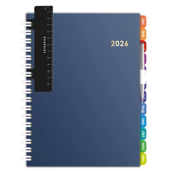 Huurdies agenda 2026 - Hardcover - Blauw – Goudfolie & Krasvast – A5