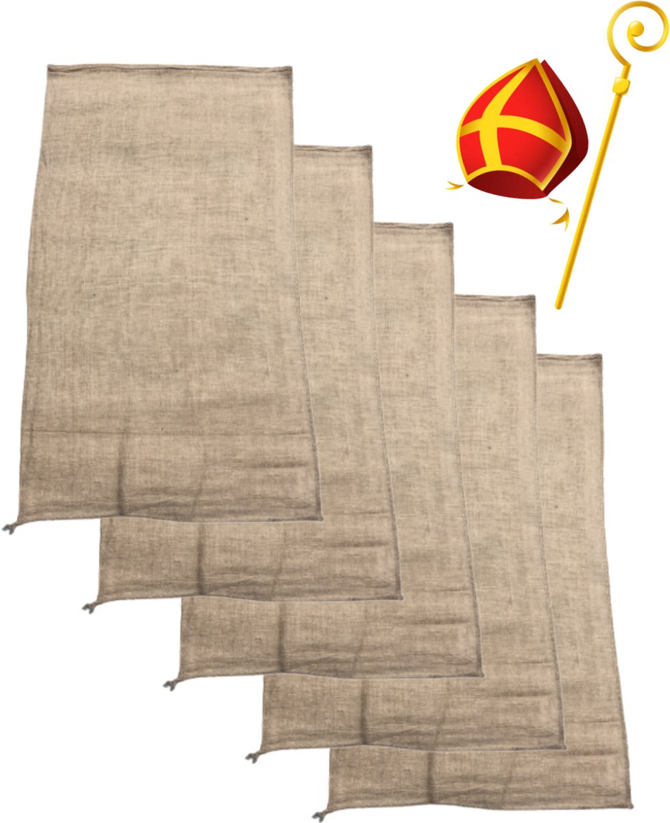 Sinterklaas Jute zak, Set 5 stuks, Stevig