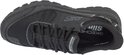 Zwarte Skechers heren sneaker, van bovenaf gezien. Met veters, een dikke zool en het 'Hands Free Slip-Ins' logo.