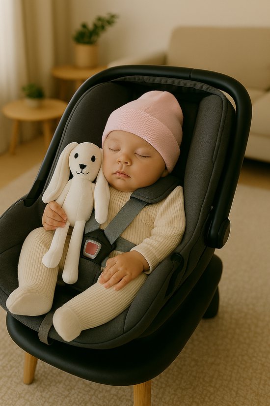 Blijeitje - Luxe 6-delige babycadeauset Roze – Kraamcadeau Meisje - Babyshower & Gender Reveal Cadeau Giftset – Badjas, Tutpop, Konijn Rammelaar, Babymutsje, Spuugdoek & Slab met Koordjes — afbeelding 5