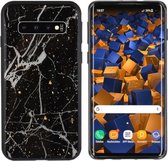 Marble Glitter Back Cover voor Samsung S10 Plus - Zwart
