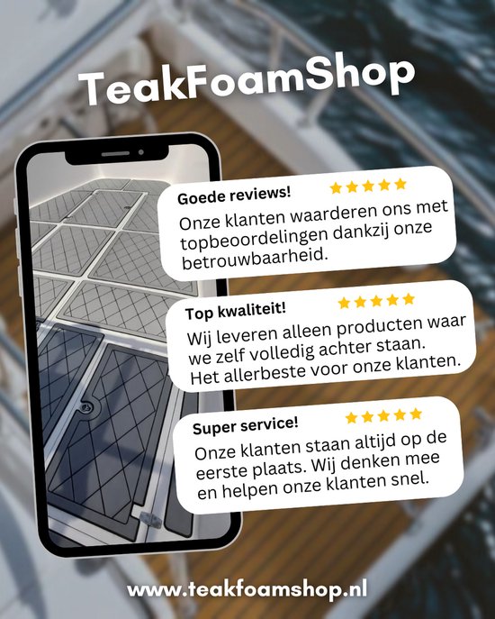 TeakFoamShop – Tapis de bateau en mousse de teck EVA Pro Series – Revêtements de sol autocollant Premium Bateaux – 240 x 60 cm – Gris clair avec lignes noires – Durable et Luxe , antidérapant