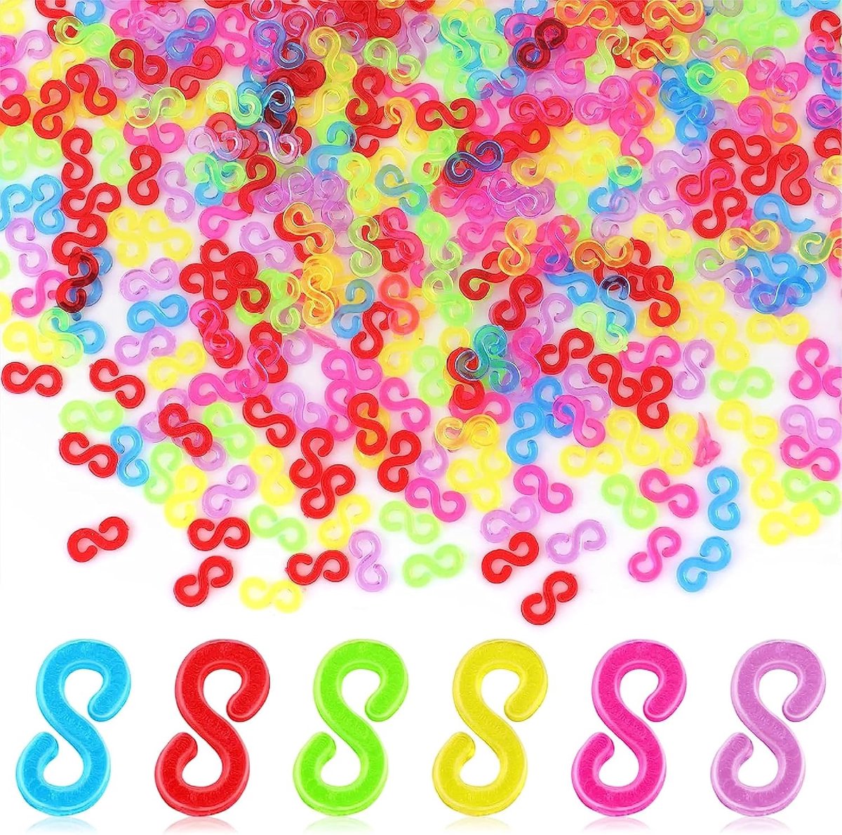Laavir - 600 kleurrijke S-clips voor het maken van Loombandjes