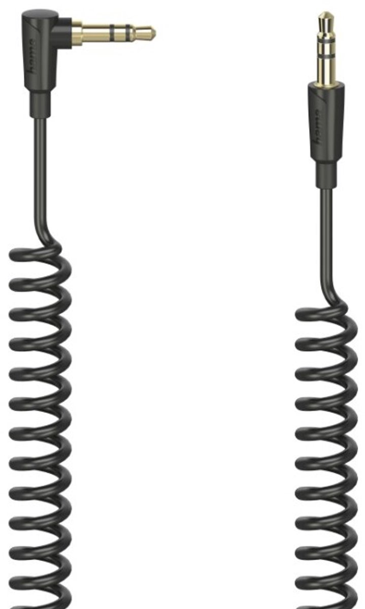 Hama Spiraalkabel "Flexi-Slim", 3,5-mm-jack-st. 90°- stekker, stereo, 1,5 m