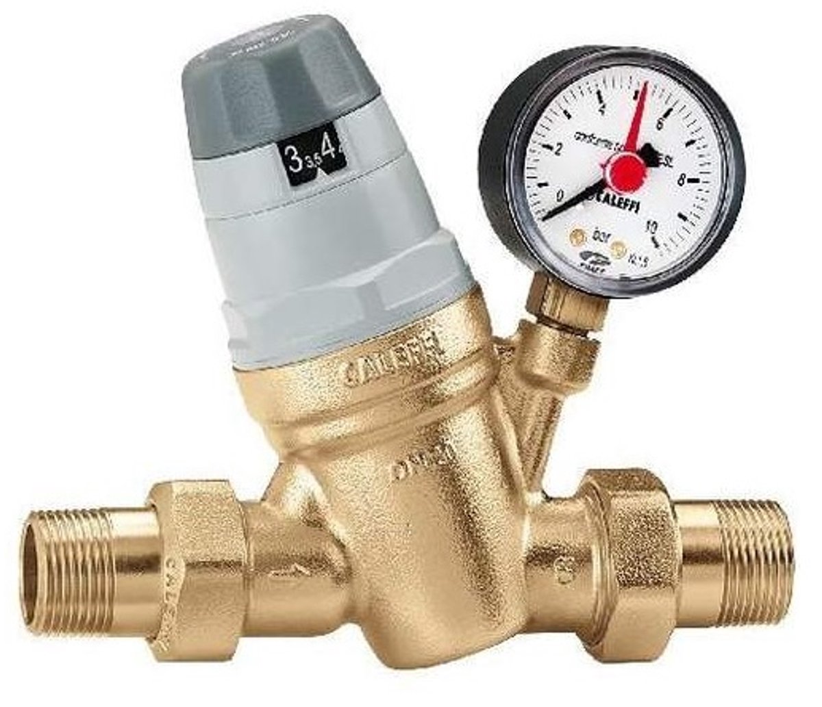 Caleffi 5350 water drukregelaar 1" met uitneembaar monoblokpatroon en manometer 535061