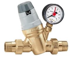 Caleffi 5350 water drukregelaar 1" met uitneembaar monoblokpatroon en manometer 535061