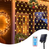 Solar Netverlichting Lichtnet - Warm Wit 4.5x1.6M - Kerstverlichting Lichtnetten - Lichtgordijn - Tuinverlichting - Boomverlichting - IP44 Voor binnen & buiten