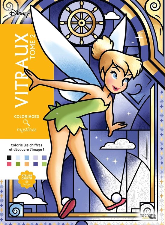 Coloriages Mystères - Disney Vitraux Tome 2 - Kleuren op Nummer - Hachette - Kleurboek voor volwassenen