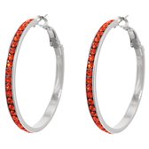 Boucles d'oreilles Behave - boucles d'oreilles - femme - couleur argent - rouge - pierres - 3,8 cm